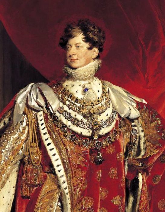Vua Anh George IV đeo thứ có vẻ là một viên kim cương lớn màu xanh lam.