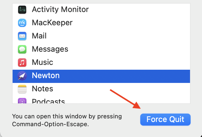 Tổ hợp phím tắt Force Quit trên MacOS: Command + Option + Escape
